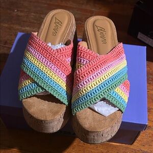 Liliana Colorful Crochet Platform Sandals